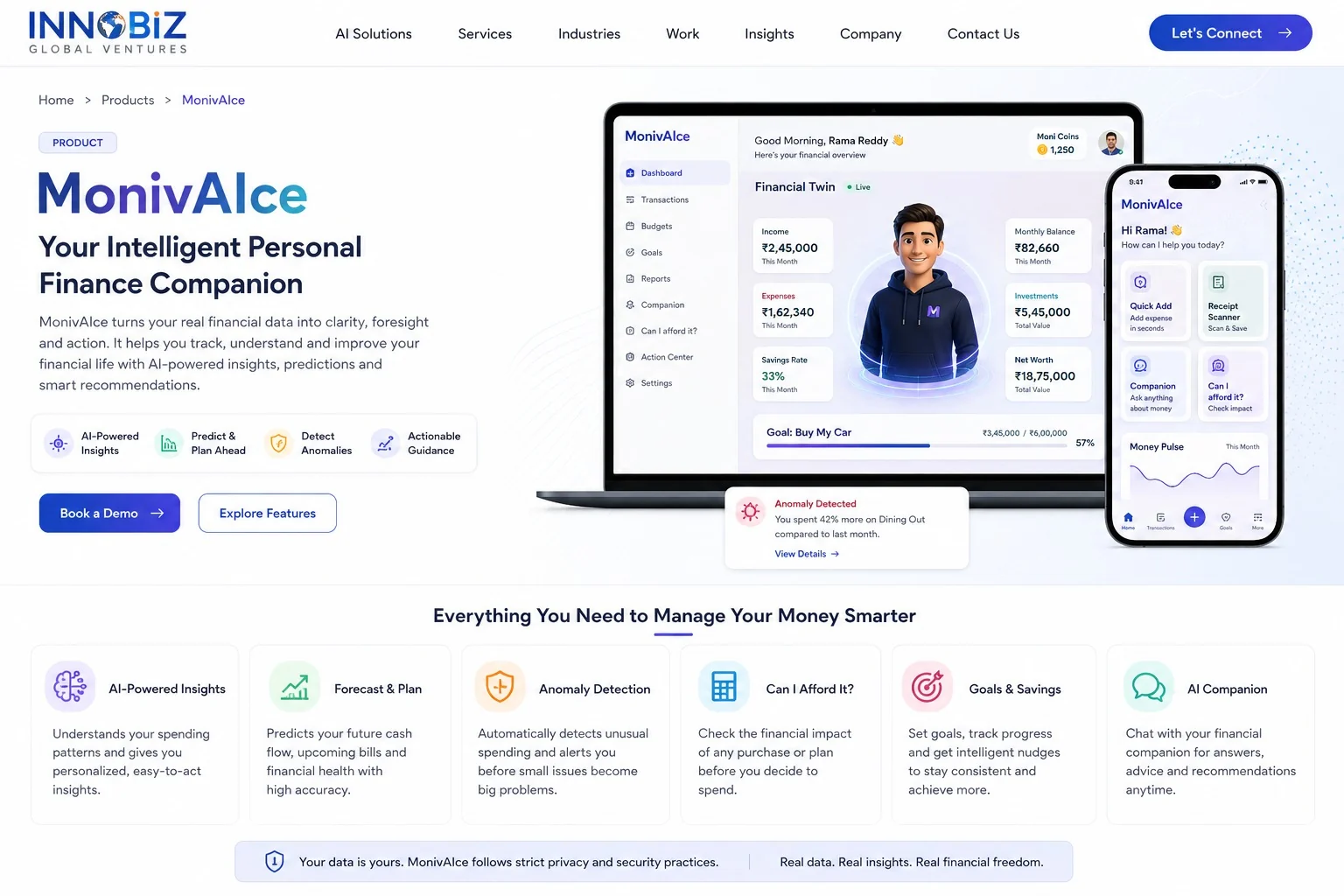 MonivAIce personal finance dashboard and mobile companion